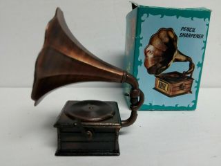 Vintage Miniature Gramophone Phonograph Record Player Die Cast Pencil Sharpener