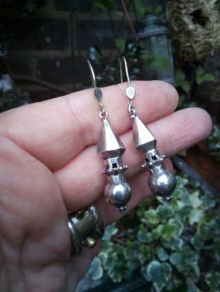 Reserved For Allison Vintage Solid Sterling Silver Long Drop Earrings