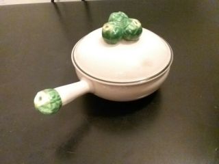 Vintage Green & Cream Fondue Pot Made In Luxembourg