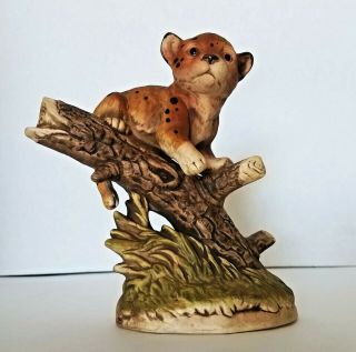 Vintage Baby Leopard Ceramic Figurine By Uctci Japan Stands 6 "