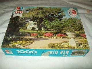 Vintage Milton Bradley Big Ben 1000 Pc Puzzle Southern Plantation 26 " X 20 "
