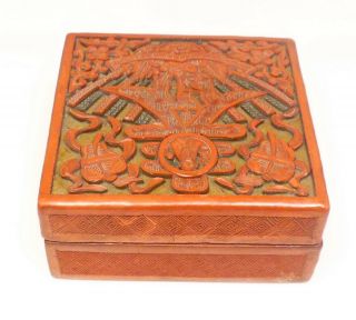 Early 20th Century Antique Chinese Carved Cinnabar Lacquer Box