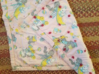 Vintage Hand Made Tied Baby Quilt 32.  5 X 26.  5