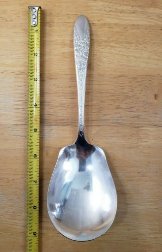 National Silver Co Vintage 1937 Rose & Leaf Silverplated Casserole Serving Spoon
