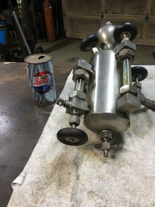 Antique Brass Nickel Detroit 1Qt.  Lubricator Oiler Hit Miss Steam Engine Decor 2