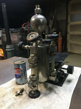 Antique Brass Nickel Detroit 1Qt.  Lubricator Oiler Hit Miss Steam Engine Decor 4