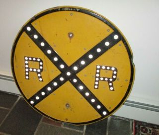 Vintage Railroad Crossing Sign Clear Glass Marble Reflectors 30 " M35a Mk