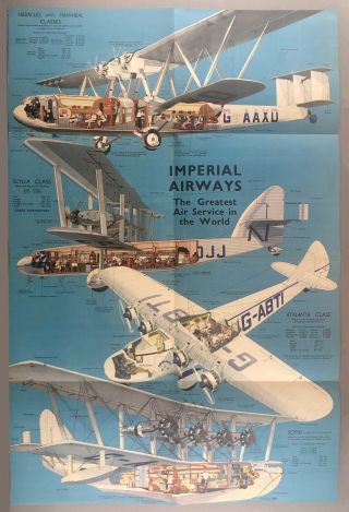 Imperial Airways Cutaway Poster Brochure Hp42 Scylla Atalanta Scipio Flying Boat