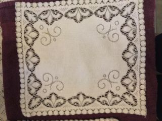 Set Of 8 Vintage Napkins Or Placemats For Tea Party Ecru Taupe Cutwork Lace