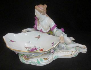 Antique Meissen Germany Lady With Bowl Porcelain Figurine For Restoration