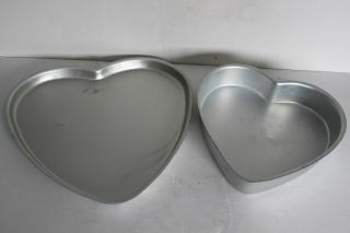 Vtg.  Wilton Valentine Heart Shaped Aluminum Cookie Pan & Cake Pan Love Sweets