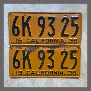 1936 Car Truck California License Plates Pair Dmv Clear Yom