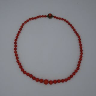 Antique Strand Of Red Coral Graduated Beads.  Italian.  C1900.  12mm To 5mm.  30.  1 Grams