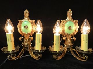 Restored Antique 1920s Art Deco Nouveau Style Candle Wall Sconce Lights