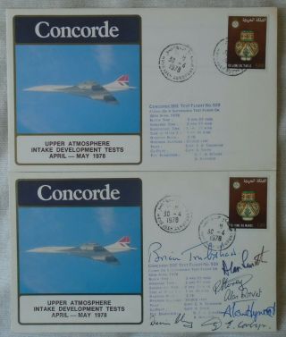 Concorde 202 Testing 1978 - 2 Test Flight Covers,  1 Signed By Trubshaw,  6 Le