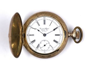 ANTIQUE US WATCH CO FANCY ENGRAVED TRI - TONE HUNTER CASE POCKET WATCH GOLD FILLED 2
