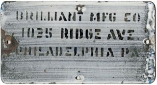 1915 Pennsylvania PORCELAIN MOTORCYCLE license plate (JIMMY ' S GARAGE) 2