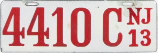 1913 Jersey Porcelain Motorcycle License Plate (jimmy 