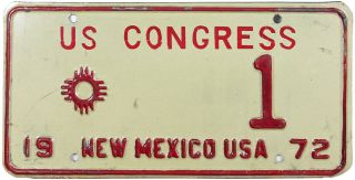 1972 Mexico U.  S.  Congress License Plate (jimmy 