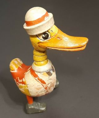 Antique 6 " Baby Danny Daddles Schoenhut Duck 1915 Pf Volland Quacky Doodles Wood