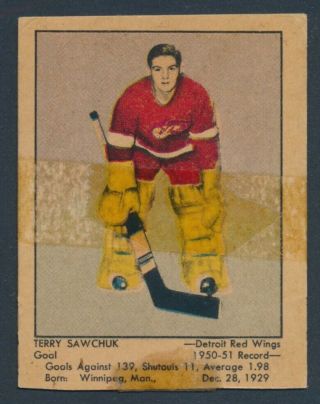 1951 - 52 Parkhurst Terry Sawchuk,  Detroit Red Wing A72