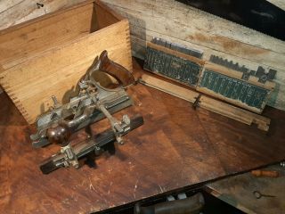 Antique Stanley No.  45 Sweetheart Combination Plane 45 With 2 Box Of Cutters.
