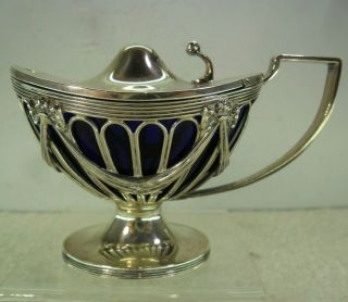 Regency Style Solid Silver Mustard Pot,  Haseler Brothers,  Chester 1905