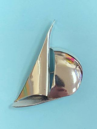 Vintage Beau Sterling Silver Sail Boat Pin Brooch