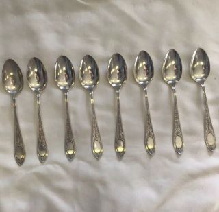 Set Of 8 Whiting Sterling Silver Teaspoons Adam Pattern