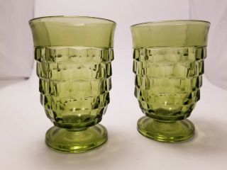 Vintage Green Fostoria Small Juice / Water Glasses - Set Of 2
