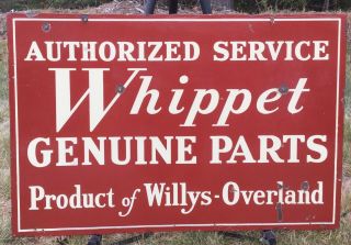 Vintage 2 Sided Porcelain Whippet Willys Overland Service Parts Advertising Sign