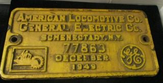 1949 Alco American Locomotive Co General Electric Co Builders Train Plate M63 Mk