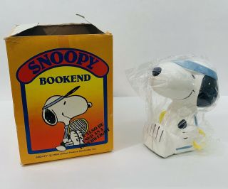 Vintage 1958 Peanuts Sitting Snoopy Porcelain Paperweight/bookend Tennis