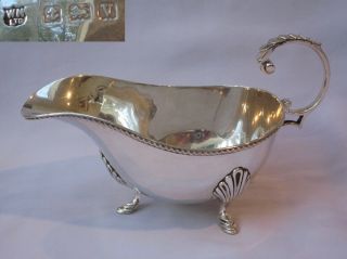 Large Antique English Sterling Silver Art Deco Sauce Boat William Neale 1920.