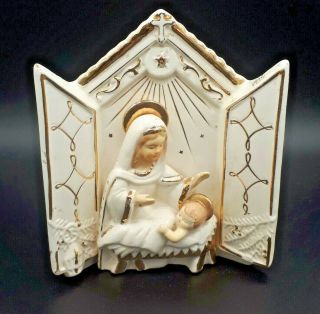 Vintage 1950s Ceramic Madonna Mary Child Jesus Religious Planter Japan