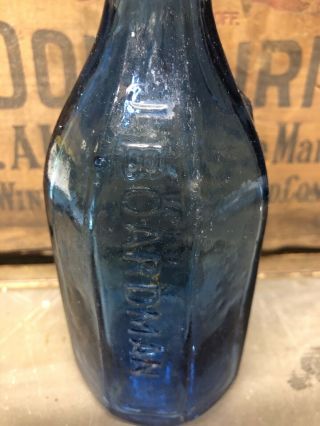 J BOARDMAN MINERAL WATERS NY ANTIQUE PONTIL CORNFLOWER BLUE SODA BOTTLE 3