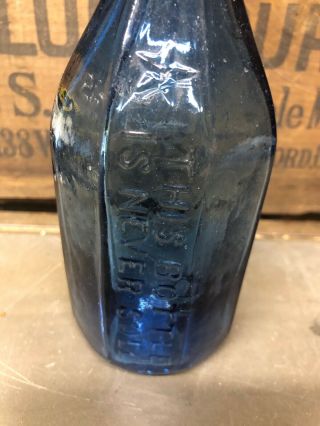 J BOARDMAN MINERAL WATERS NY ANTIQUE PONTIL CORNFLOWER BLUE SODA BOTTLE 4