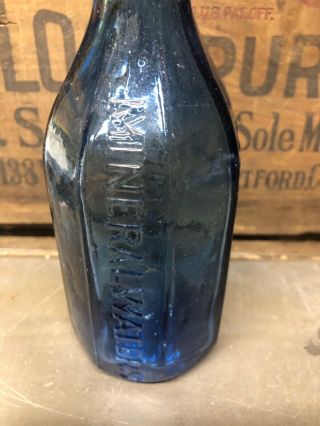 J BOARDMAN MINERAL WATERS NY ANTIQUE PONTIL CORNFLOWER BLUE SODA BOTTLE 5