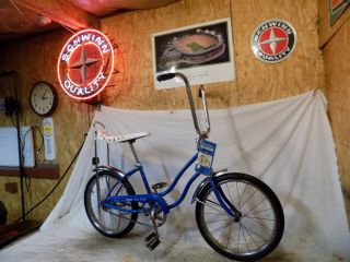 1977 Schwinn Fair Lady Stingray Muscle Bicycle Banana Seat Blue Vintage Lil Chik