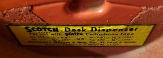 Vintage Scotch Tape Dispenser Heavy Duty Orange Metal With Flower Decals 3
