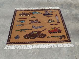 90x74 Cm Traditional Afghan Naokar Baloch War Rug Tribal Art