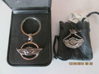 Harley Davidson 100th Anniversary Employee Only Pendant And Key Ring Set