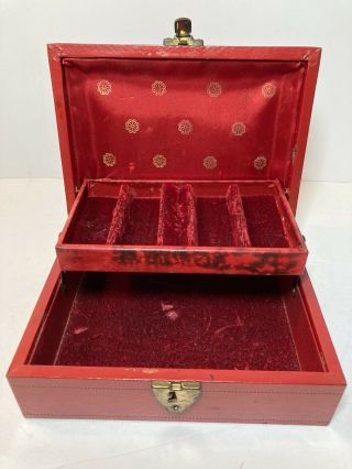 Vintage Mele Jewelry Box Red Velvet Sa