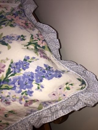 Laura Ashley 2 Pillow Shams Standard Vintage Stocks Abbeville Periwinkle Pattern 3
