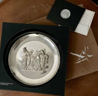 Salvador Dali Sterling Silver 1972 Plate - Dionysos Et Pallas Athena - Org.  Box