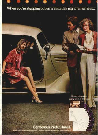 1974 Gentlemen Prefer Hanes Ultra Sheer Pantyhose Legs Vintage Print Ad