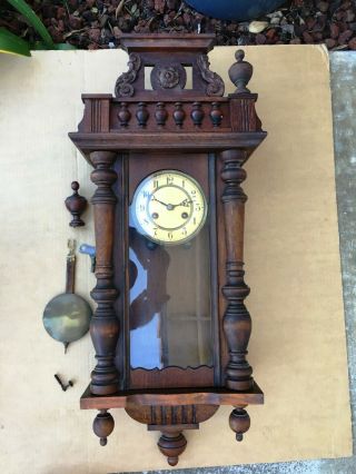 Antique Wall Clock 28 " X 14 " With Glass Sides For Service/repair