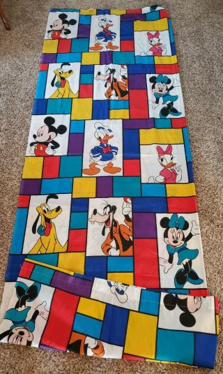 Vtg Disney Mickey Mouse & Friends Twin Flat Bed Sheet Donald Goofy Pluto Minnie