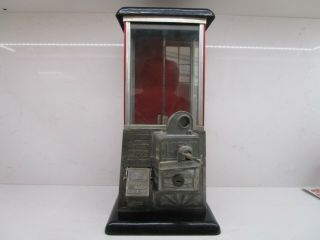 1923 Antique Red The Master 1 Cent Candy Machine Coin Penny Operated Vending Gum