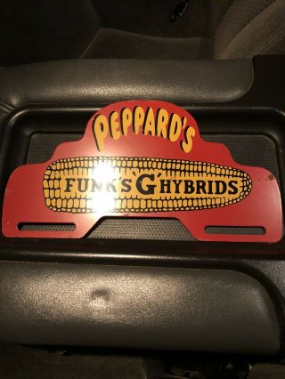 Vintage Peppard’s Funks Ghybrids Metal License Plate Topper Not Porcelain